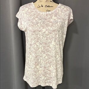 Christian Siriano Light Pink/Purple  Floral Short Sleeve Top